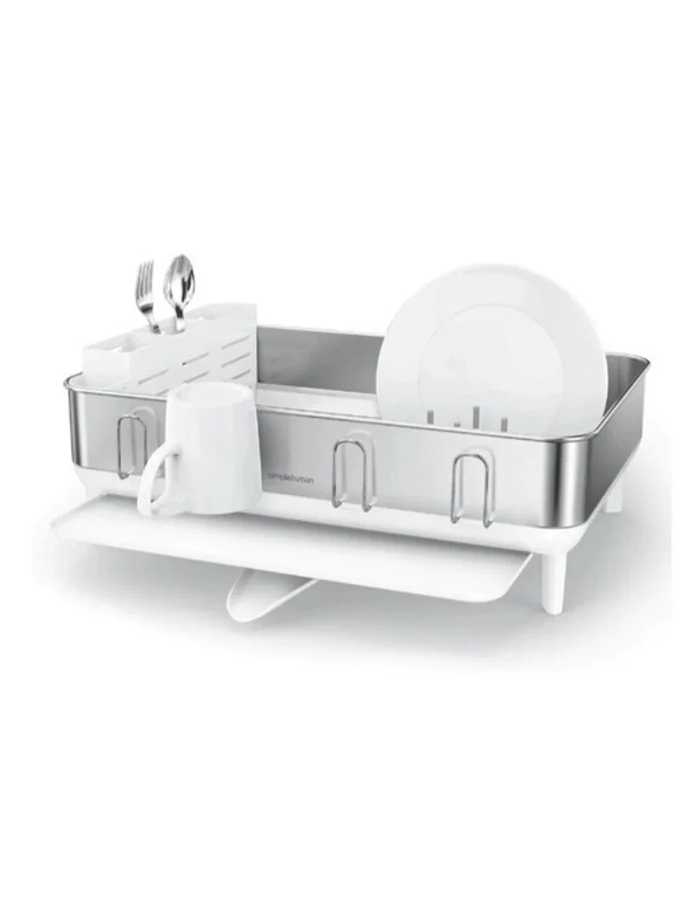simplehuman Compact Kitchen Steel Frame Dishrack, White